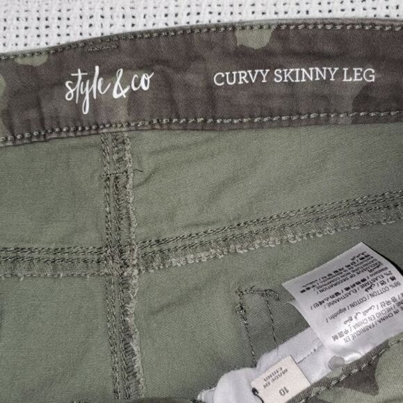 Style & Co. Curvy Skinny Leg Camouflage Sz. 10 Pants with Pockets - Picture 5 of 9